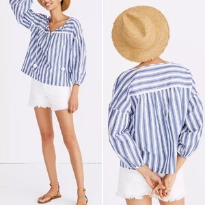 Madewell | Peasant Top in Shea Blue & White Stripe